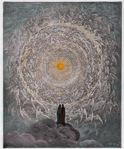 Paradiso, Canto 31: Pyhien väkijoukko muodostaa ruusun imperiumissa tekijältä Gustave Dore