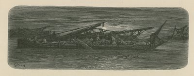 Ihmisiä veneen kannella Thamesilla tekijältä Gustave Dore