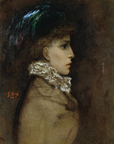 Muotokuva näyttelijä Sarah Bernhardtista (1844-1923) Peinture de Gustave Doresta (1832-1883) tekijältä Gustave Dore