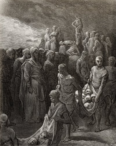 Richard I (1157-99) Leijonasydän murhaa vankeja kostotoimina, kuvitus J-F:n Bibliotheque des Croisadesista. Michaud, 1877 tekijältä Gustave Dore