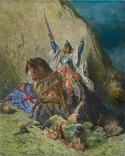 Saladin Suuri - kuningas Saladin (1138-1193) (Salah al Din Yusuf al-Ayyubi (al Ayyubi) muslimijoukkojen komentaja ristiretkiä vastaan - Gustave Doren 1800-luvun värikaiverrus - Joseph-Francois Michaudin Ristiretkien historiasta tekijältä Gustave Dore