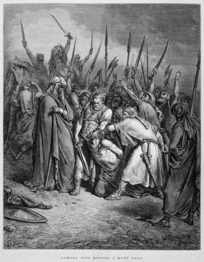 Samuel tappaa Agagin, kuvitus Doren Raamatusta tekijältä Gustave Dore