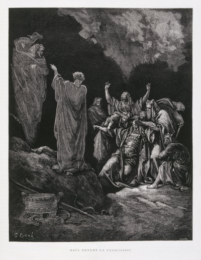 Saul ja Endorin noita, kuvitus Doren Raamatusta. tekijältä Gustave Dore