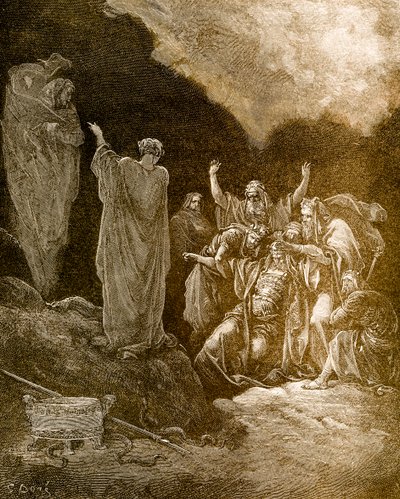 Saul ja Endorin meedio/noita, kirjoittanut Doré. - Raamattu tekijältä Gustave Dore