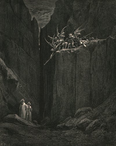 Tuskin hänen jalkansa ulottuivat alla olevan sängyn alimmalle tasolle, c1890. tekijältä Gustave Dore
