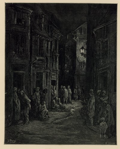 Slummien asunnot (kaiverrus) tekijältä Gustave Dore