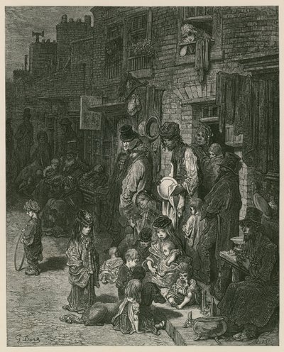 Slummit Lontoossa (kaiverrus) tekijältä Gustave Dore