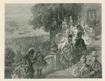 Katsojat katsomassa venekilpailua tekijältä Gustave Dore