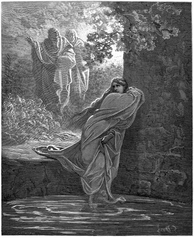Suzanne kylvyssä: Gustave Doren (1832-1883) kuvitus Raamattua varten. tekijältä Gustave Dore