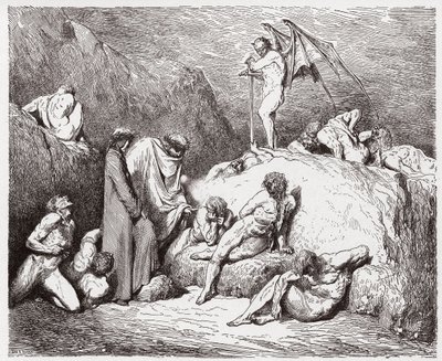 Jumalallinen komedia (La Divina Commedia, La Divine Comedie), Inferno, Canto 28: Silvotut riidan kylväjät yhdeksännessä bolgiassa - Dante Alighieri (1265-1321) - Kuvitus Gustave Dore (1832-1883) tekijältä Gustave Dore