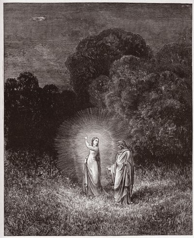 Jumalallinen komedia (La Divina Commedia, La Divine Comedie), Inferno, Canto 2: Beatrice ja Vergilius - Dante Alighieri (1265-1321) - Kuvitus Gustave Dore (1832-1883) tekijältä Gustave Dore