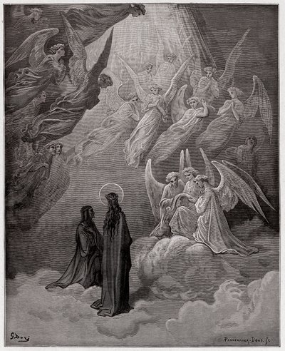Jumalallinen komedia (La Divina Commedia, La Divine Comedie), Paradiso, Canto 20: Valoisat sielut laulavat - Dante Alighieri (1265-1321) - Kuvitus Gustave Dore (1832-1883) tekijältä Gustave Dore
