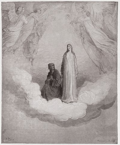 Jumalallinen komedia (La Divina Commedia, La Divine Comedie), Paradiso, Canto 21: Siunattu Beatrice seitsemännessä ympyrässä - Dante Alighieri (1265-1321) - Kuvitus Gustave Dore (1832-1883) tekijältä Gustave Dore