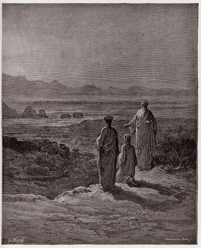 Jumalallinen komedia (La Divina Commedia, La Divine Comedie), Purgatorio, Canto 1: Dante polvistuu Statiuksen eteen - Dante Alighieri (1265-1321) - Kuvitus Gustave Doresta (1832-1883) tekijältä Gustave Dore