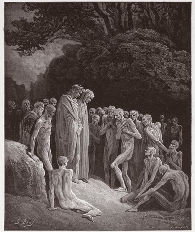 Jumalallinen komedia (La Divina Commedia, La Divine Comedie), Purgatorio, Canto 23: Ahmattisen sielut - Dante Alighieri (1265-1321) - Kuvitus Gustave Dore (1832-1883) tekijältä Gustave Dore