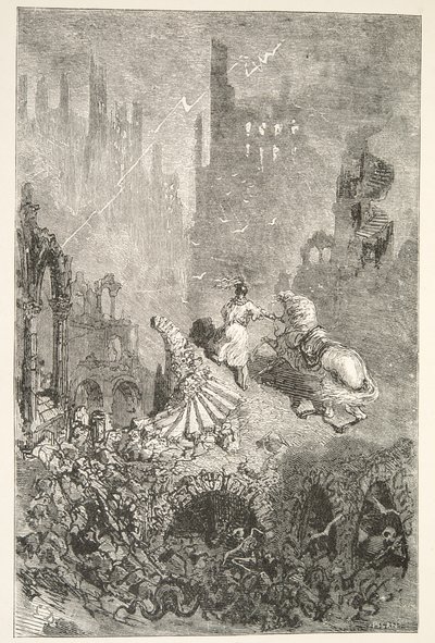 Kuningas Pellamsin linnan kaatuminen, Charles Henry Hansonin kirjoittamista Tarinoita kuningas Arthurin päivistä, julkaisu 1898. tekijältä Gustave Dore