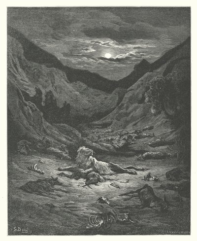 La Fontainen sadut: Fontaine: Leijona (kaiverrus) tekijältä Gustave Dore