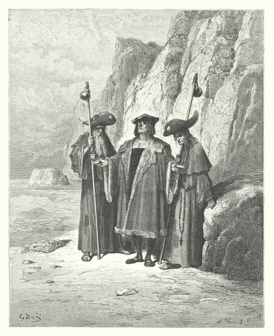 La Fontainen sadut: Osteri ja sen vaatijat (kaiverrus). tekijältä Gustave Dore