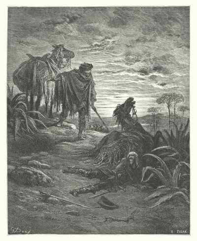 La Fontainen sadut: Fontaine: Kaksi muulia (kaiverrus) tekijältä Gustave Dore