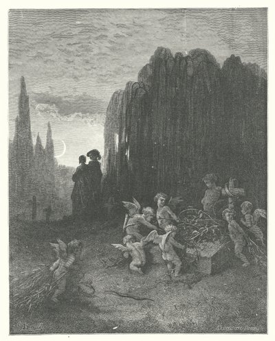 La Fontainen sadut: Fontaine: Nuori leski (kaiverrus) tekijältä Gustave Dore