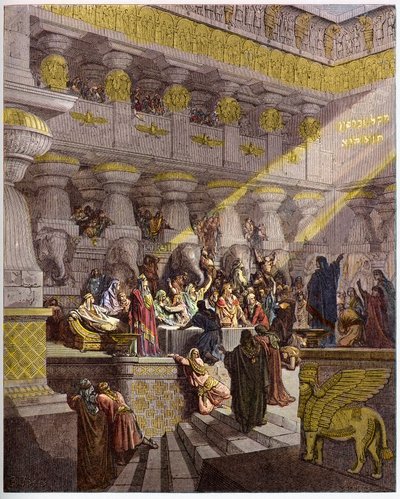 Balthazarin juhla - Belsasarin juhla - Belsasarin juhla - kaiverrus Gustave Doren (1832-1883) "" The Bible illustree -kirjaan" - Kaiverrus "" Dore Biblesta"" tekijältä Gustave Dore
