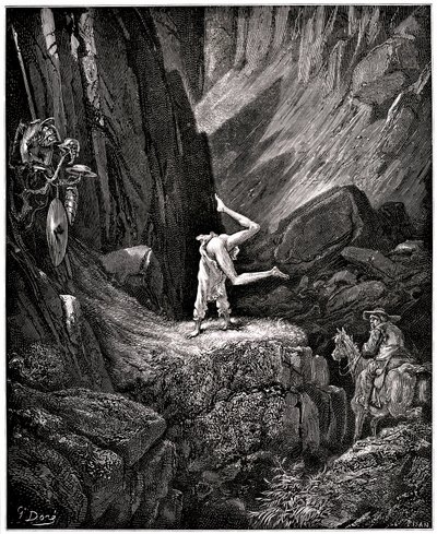Nerokas Hidalgo Don Quijote de la Mancha (Quixotte - Quijote) Miguel de Cervantes (1547-1616): ritari on surullinen hahmo tehty cabrioles "laittamalla alasti tiettyjä asioita, jotka Sancho, jotta ei näe niitä, kiirehtivät kääntyä ympäri, tyytyväinen siihen tekijältä Gustave Dore