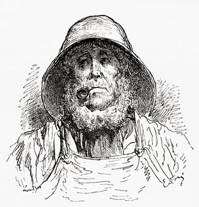 Marseillen merimies Gustave Doren piirroksen mukaan. Teoksesta Life and Reminiscences of Gustave Dore, julkaistu 1885. tekijältä Gustave Dore