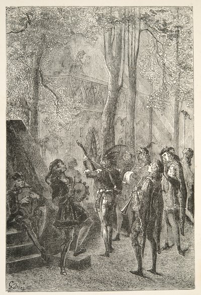 The Rejoicings of Sir Gareths Marriage (Sir Garethin avioliiton ilonaiheet), Charles Henry Hansonin kirjoittamista Tarinoita kuningas Arthurin päivistä, julkaisu 1898. tekijältä Gustave Dore
