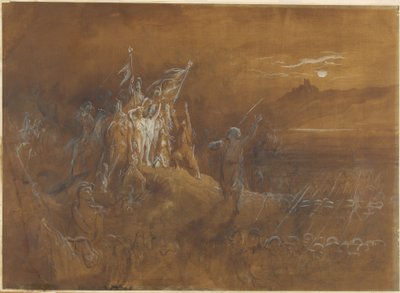 Ranskalaisten sotilaiden varjot menneisyydestä kehottavat armeijaa voittoon Reinillä tekijältä Gustave Dore