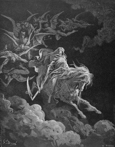 Kuoleman näky, kaivertaja Heliodore Joseph Pisan (1822-90), n. 1868. tekijältä Gustave Dore