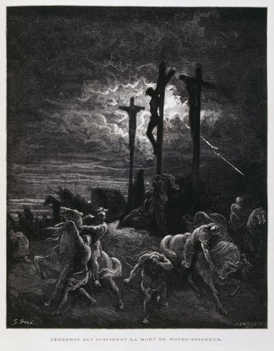 Kristuksen ristiinnaulitseminen, kuvitus Doren Raamatusta. tekijältä Gustave Dore