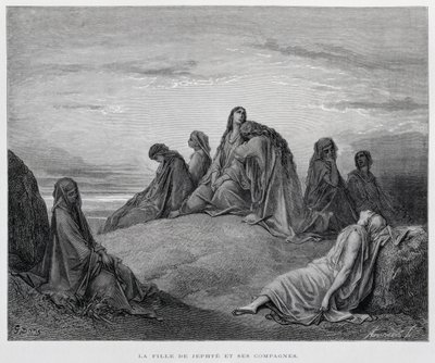 Jeftan tyttäret, kuvitus Doren Raamatusta. tekijältä Gustave Dore
