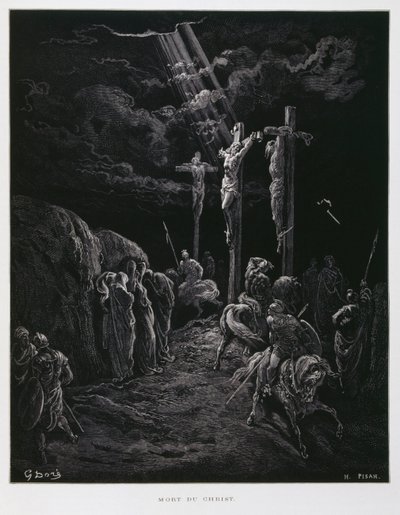 Kristuksen kuolema ristillä, kuvitus Doren Raamatusta. tekijältä Gustave Dore