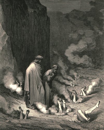 Siellä seisoi Minä pidän veljestä, joka kaipaa kurjaa murhaan, c1890. tekijältä Gustave Dore