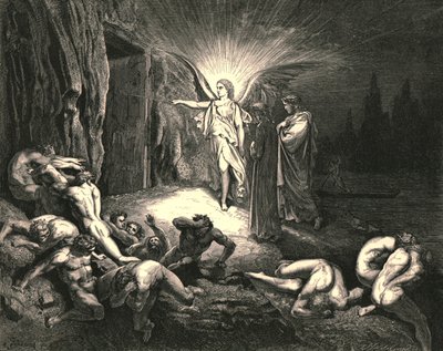 Hän tuli portille ja kosketti sitä sauvallaan, c1890. tekijältä Gustave Dore