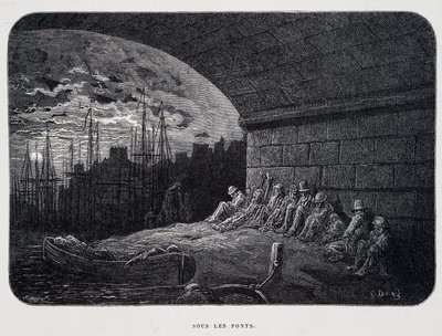 Kulkuri siltojen alla - Gustave Dorén "Lontoossa". tekijältä Gustave Dore