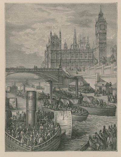Westminsterin portaat - Steamers poistuu tekijältä Gustave Dore