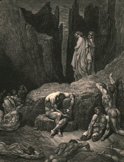 Sentähden näkee vieläkin alhaalta synkkien ja kurja sävyjen joukossa, c1890. tekijältä Gustave Dore