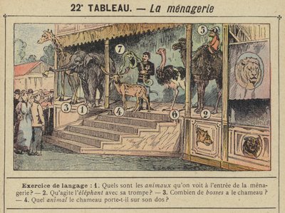 La menagerie (väri litho) tekijältä Gustave Fraipont