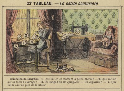 Pikku ompelija (väri litho) tekijältä Gustave Fraipont