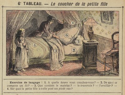 Pienen tytön nukkumaanmenoaika (väri litho) tekijältä Gustave Fraipont