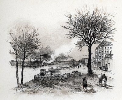 Näkymä Ivry sur Seinen (Ivry-sur-Seine) Gustave Fraipontin (1849-1923) piirustus Saint-Juirsista tekijältä Gustave Fraipont