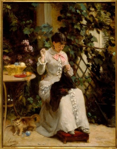 Nuori ompelija tekijältä Gustave Francois Lasellaz
