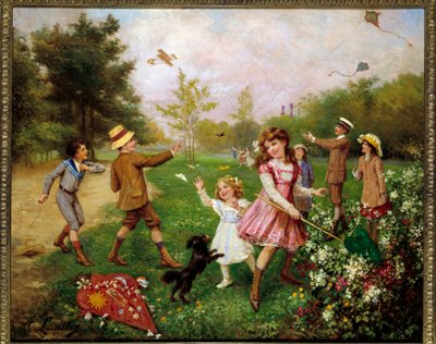 Perhosten metsästys. Gustave Francois Lasellazin (1848-1910) maalaus tekijältä Gustave Francois Lasellaz