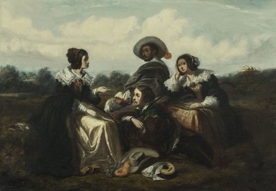 Tarina. Hahmoja Ludvig XIII:n puvussa, n. 1830 (öljy). tekijältä Gustave François Morin