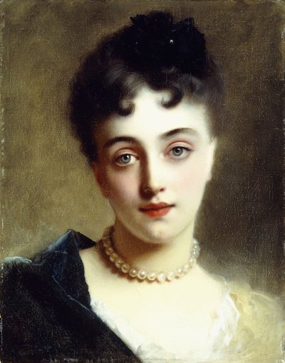Tyylikäs nainen helmillä, tekijältä Gustave Jacquet