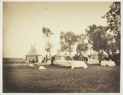 Keisarin pöydän valmistus, Camp de Châlons, 1857. tekijältä Gustave Le Gray