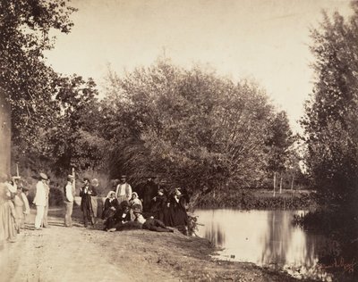 Kohtaus lähellä lampia Petit-Mourmelonin tehtaalla, 1857. tekijältä Gustave Le Gray