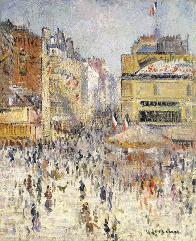 Bastille-päivä Rue de Clignancourtilla, Pariisissa; Neljästoista heinäkuuta Pariisissa, Rue de Clignancourt, tekijältä Gustave Loiseau