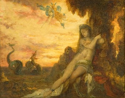 Perseus ja Andromeda, n. 1870 (öljy paneelille) tekijältä Gustave Moreau